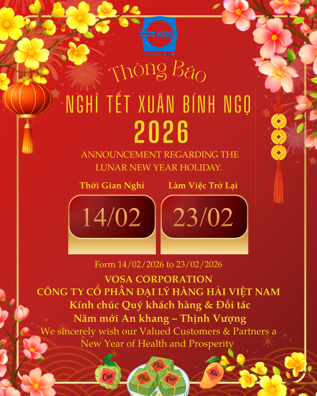 THÔNG BÁO NGHI TẾT 2026 